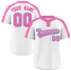 White Pink-White Classic Two-Button Softball Jersey