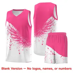 White Pink Wing Pattern Basketball Jersey Sports Uniform 7