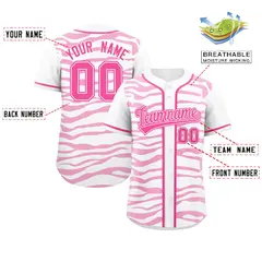 White Pink Zebra Graffiti Authentic Baseball Jersey 2