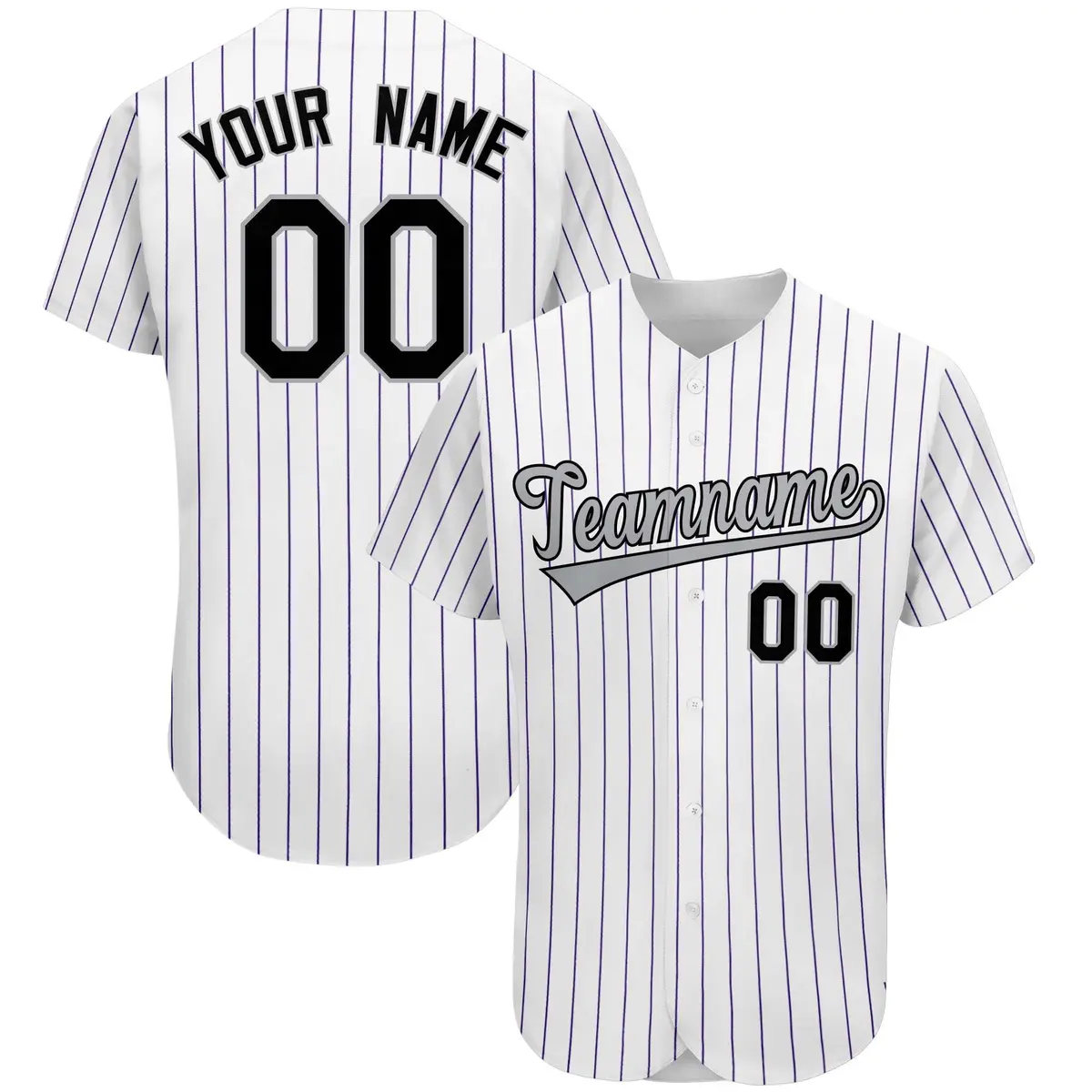 White Pinstripe Stripe Baseball Jersey