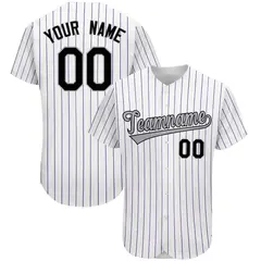 White Pinstripe Stripe Baseball Jersey 1
