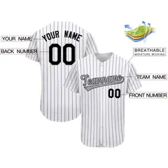 White Pinstripe Stripe Baseball Jersey 2
