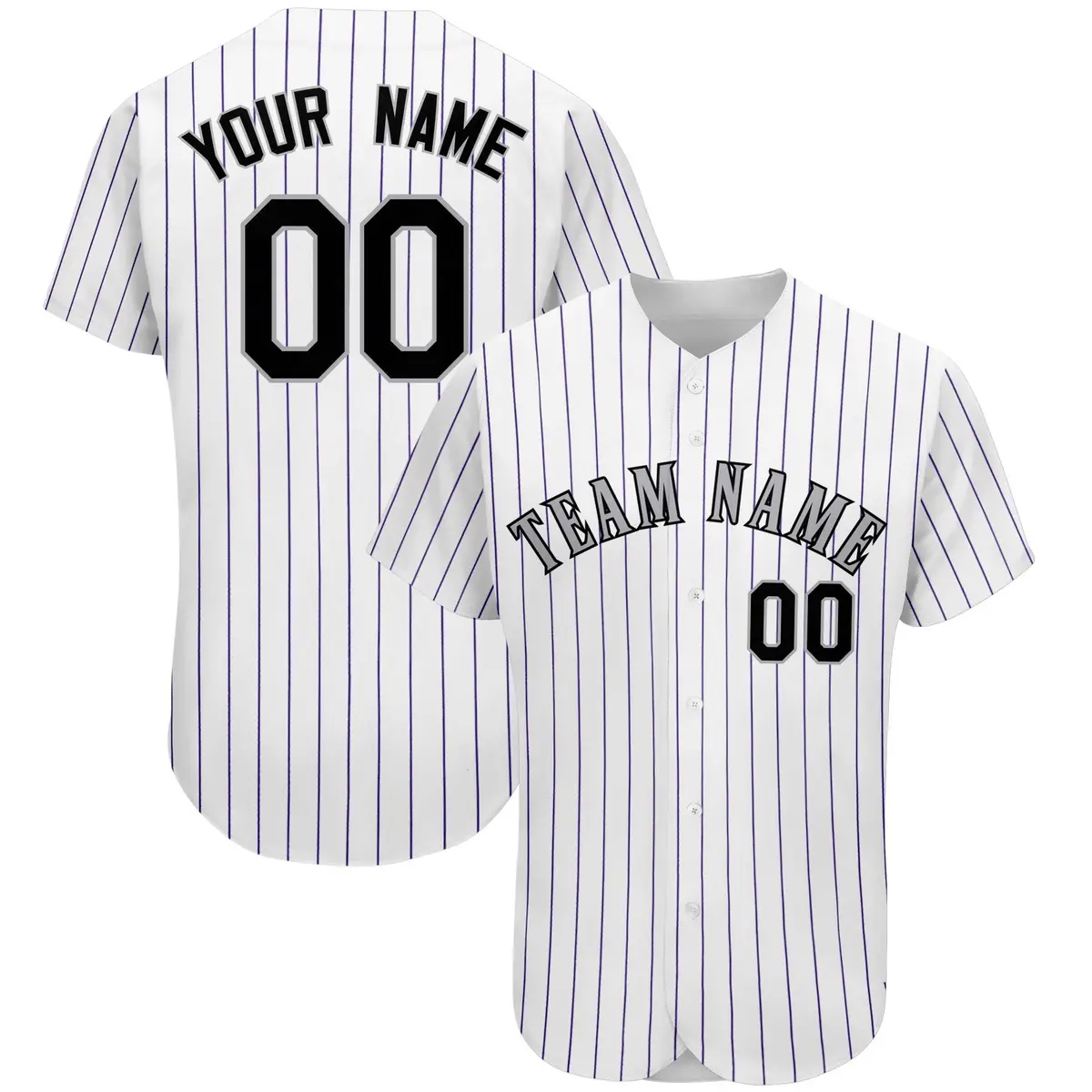 White Pinstripe Stripe Baseball Jersey