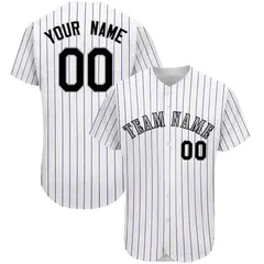 White Pinstripe Stripe Baseball Jersey 1
