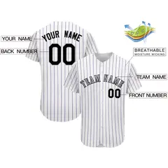 White Pinstripe Stripe Baseball Jersey 2