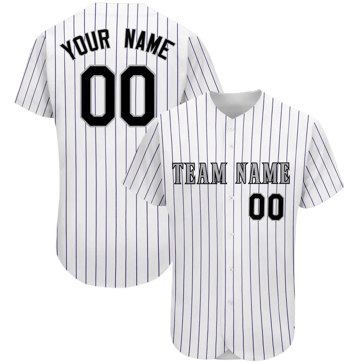White Pinstripe Stripe Baseball Jersey