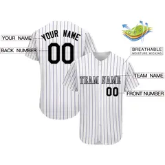 White Pinstripe Stripe Baseball Jersey 2