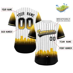 White Pittsburgh City Silhouette Baseball Jersey 2
