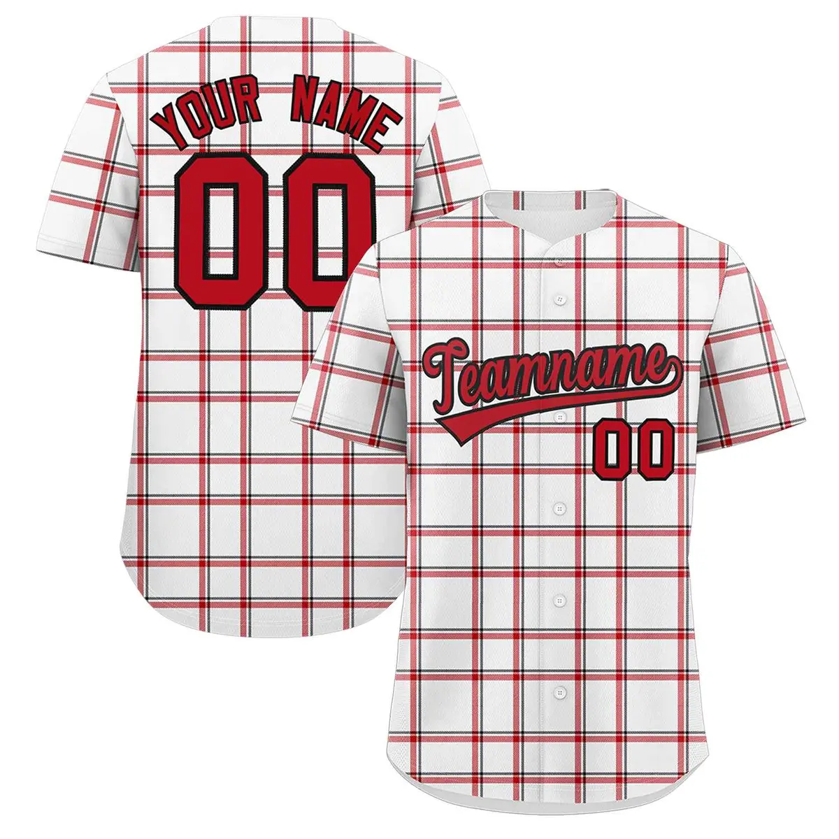 White Plaid Authentic Baseball Jersey