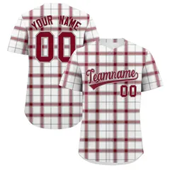 White Plaid Authentic Baseball Jersey 1