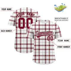 White Plaid Authentic Baseball Jersey 2