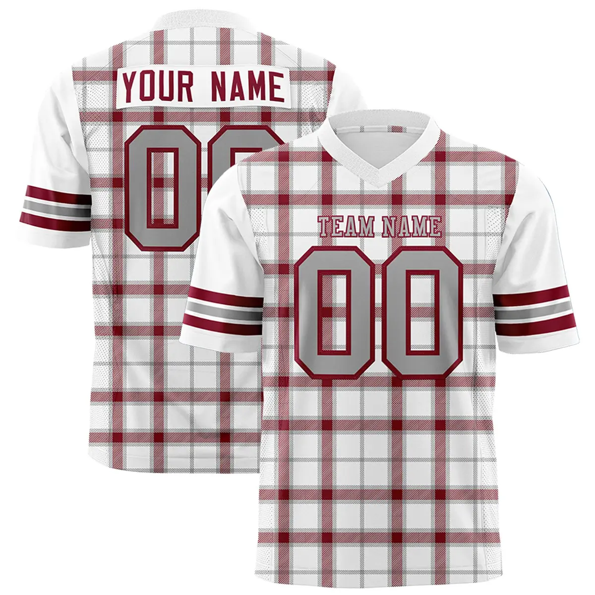 White Plaid Pattern Authentic Football Jersey
