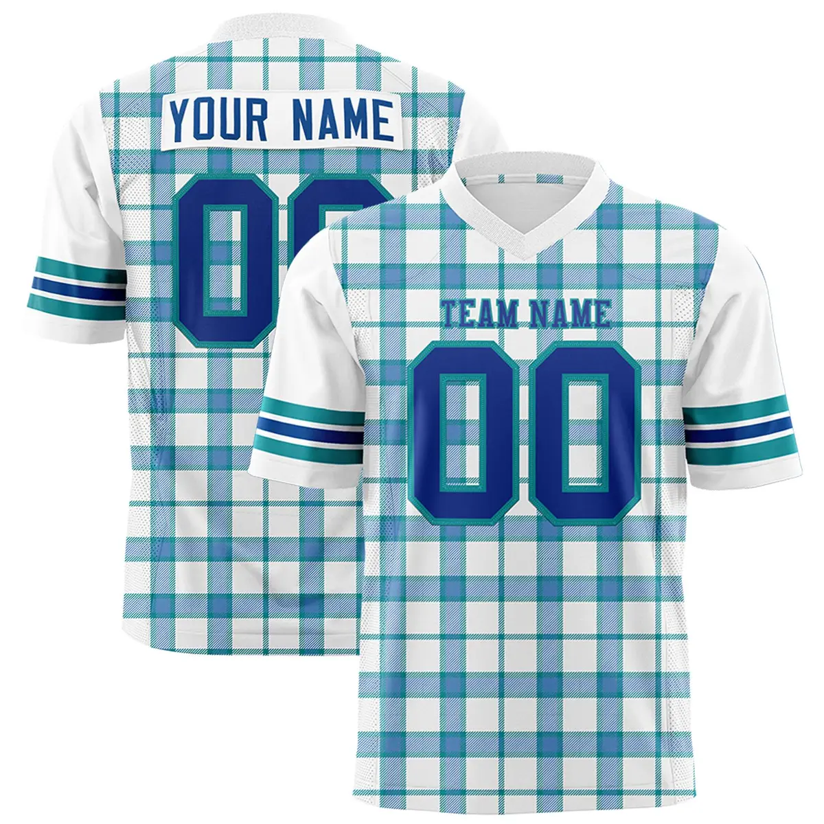 White Plaid Pattern Authentic Football Jersey