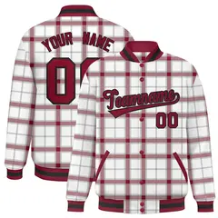 White Plaid Varsity Letterman Baseball Jacket