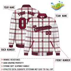 White Plaid Varsity Letterman Baseball Jacket 2
