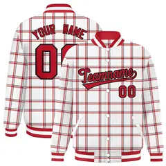 White Plaid Varsity Letterman Baseball Jacket