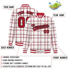 White Plaid Varsity Letterman Baseball Jacket 2