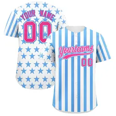 White Powder Blue American Flag Graffiti Baseball Jersey