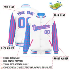 White Powder Blue American Flag Varsity Raglan Letterman Bomber Jacket 2