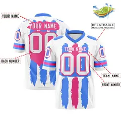 White Powder Blue and Pink Graffiti Flag Football Jersey 2