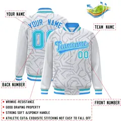 White Powder Blue-Aqua Stripe Graffiti Full-Snap Jacket 2