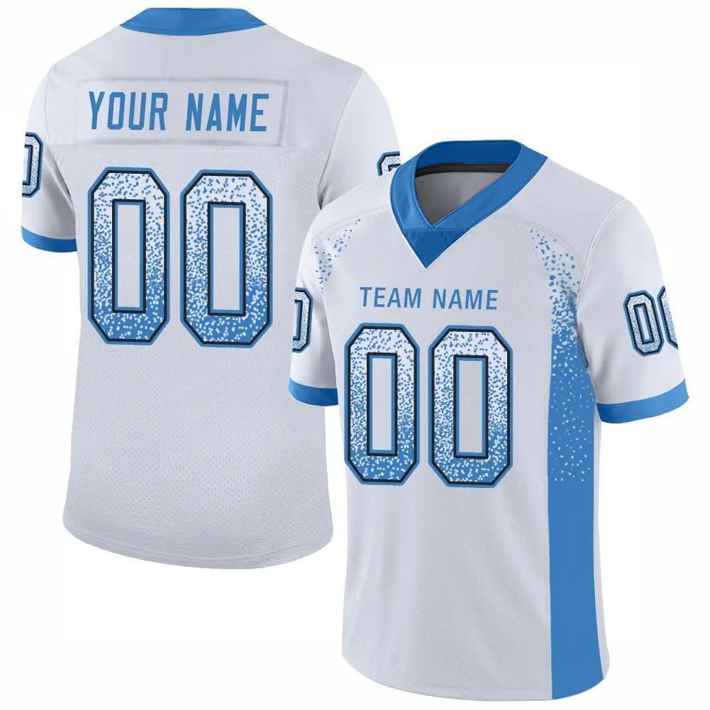 White Powder Blue-Black Drift Fashion Mesh Football Jersey