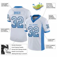 White Powder Blue-Black Drift Fashion Mesh Football Jersey 2