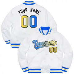 White Powder Blue-Black Gradient Letterman Varsity Jacket