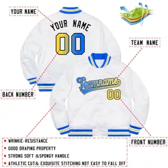 White Powder Blue-Black Gradient Letterman Varsity Jacket 2