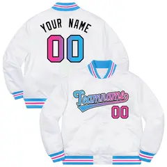 White Powder Blue-Black Gradient Letterman Varsity Jacket