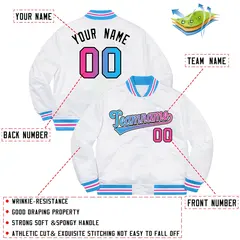 White Powder Blue-Black Gradient Letterman Varsity Jacket 2