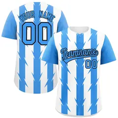 White Powder Blue Blade Pattern Raglan Baseball Jersey 1