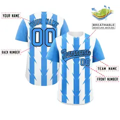 White Powder Blue Blade Pattern Raglan Baseball Jersey 2