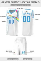 White Powder Blue Chest Color Block Basketball Jersey 2