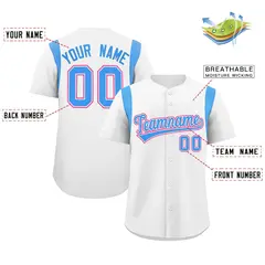 White Powder Blue Classic Full Button Baseball Jersey 2
