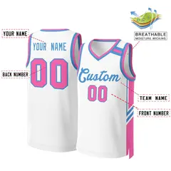 White Powder Blue Classic Mesh Basketball Jersey 2