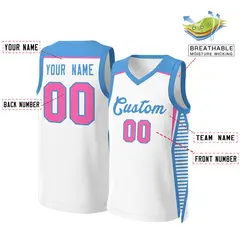 White Powder Blue Classic Mesh Basketball Jersey 2