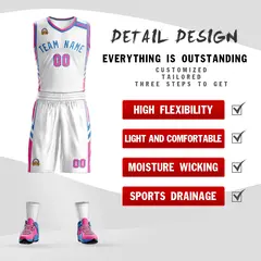 White Powder Blue Classic Mesh Basketball Jersey Sets 2