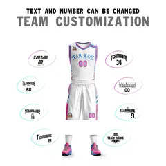 White Powder Blue Classic Mesh Basketball Jersey Sets 4
