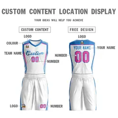White Powder Blue Classic Mesh Basketball Jersey Sets 3