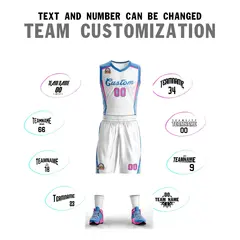 White Powder Blue Classic Mesh Basketball Jersey Sets 4