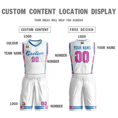 White Powder Blue Classic Mesh Basketball Jersey Sets 3