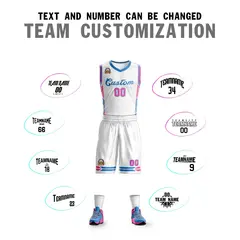 White Powder Blue Classic Mesh Basketball Jersey Sets 4