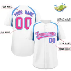 White Powder Blue Color Block Authentic Baseball Jersey 2