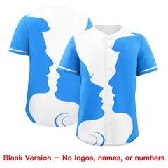 White Powder Blue Couple Silhouettes Valentine's Day Baseball Jersey 2