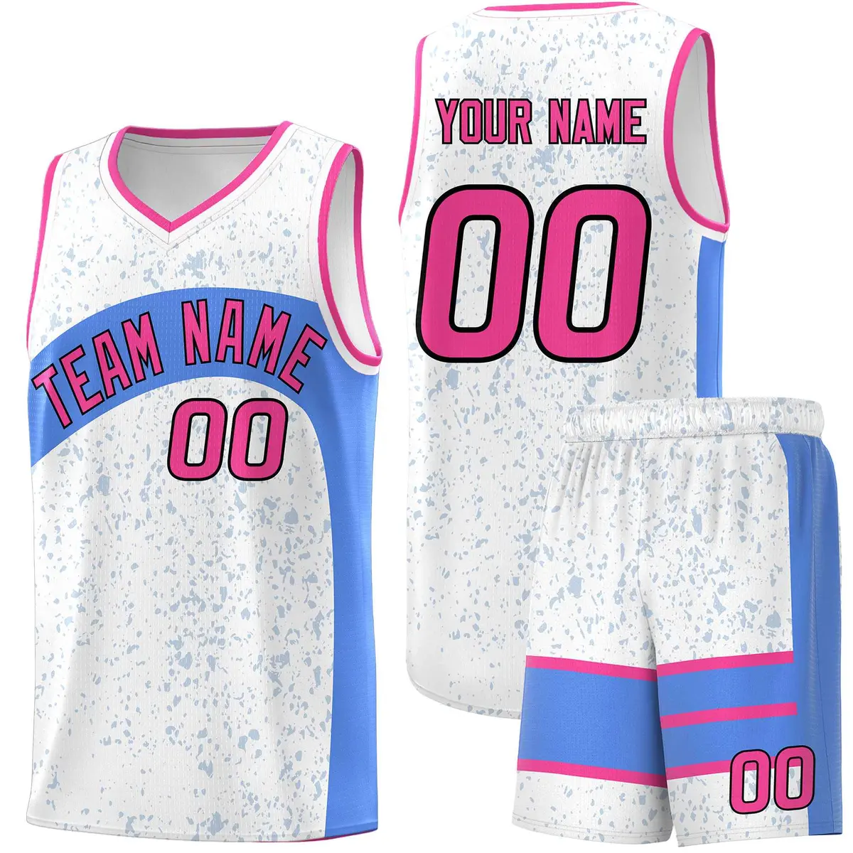 White Powder Blue Dot Graffiti Irregular Pattern Basketball Jersey