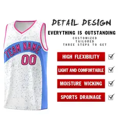 White Powder Blue Dot Graffiti Irregular Pattern Basketball Jersey 2