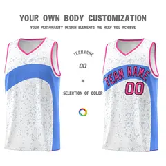 White Powder Blue Dot Graffiti Irregular Pattern Basketball Jersey 3