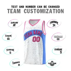 White Powder Blue Dot Graffiti Irregular Pattern Basketball Jersey 4