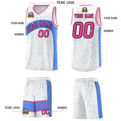 White Powder Blue Dot Graffiti Irregular Pattern Basketball Jersey 5